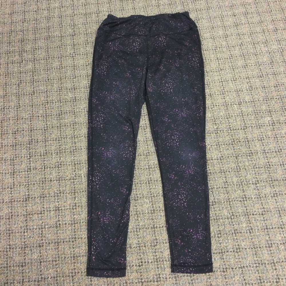 Everlast Sport Avtivewear Black & Pink Paint Splatter Look Leggings Size Medium